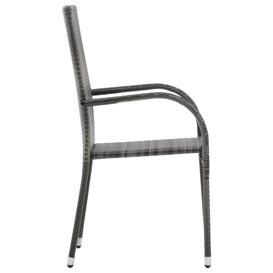 Dining Chair Set of 4 Grey PE rattan, powder-coated steel - Image 4 of 4