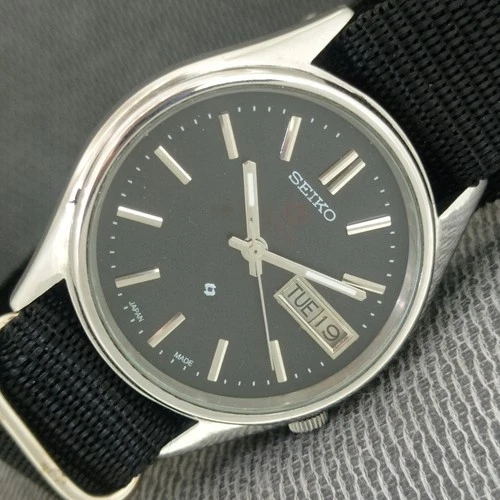VINTAGE SEIKO EXPO 70 AUTOMATIC 7009A JAPAN MENS BLACK COLOR DIAL WATCH a2492-U