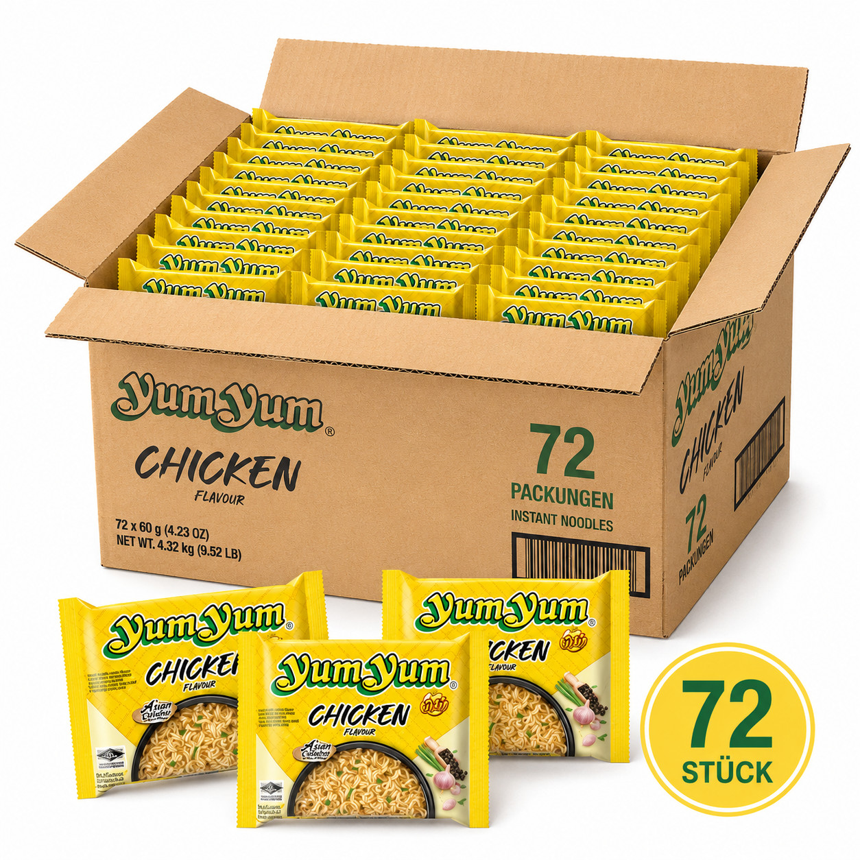 Yum Yum Chicken Huhn XXL SET 72 Stück 72x60g Asia Instant Nudeln Suppe ANGEBOT