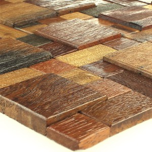 Holz Mosaik Fliesen Echtholz 30x30cm Braun Mix Lackiert Ebay