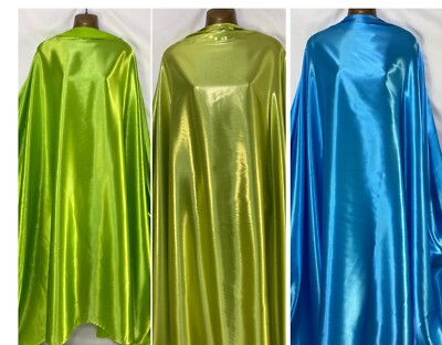 *NEU* glänzendes limetten-himmelblau-pastellgrünes uni Satin Kleid/Bastelstoff Material