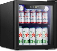 1.3cu.ft Mini Fridge Cooler - 12 Bottle 48 Can Beverage Refrigerator Glass Door