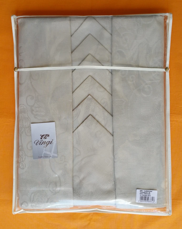 TOVAGLIA DA TAVOLA FIANDRA JACQUARD CON TOVAGLIOLI 100%COTONE VINGI X6X12X18X24 - Immagine 2 di 2