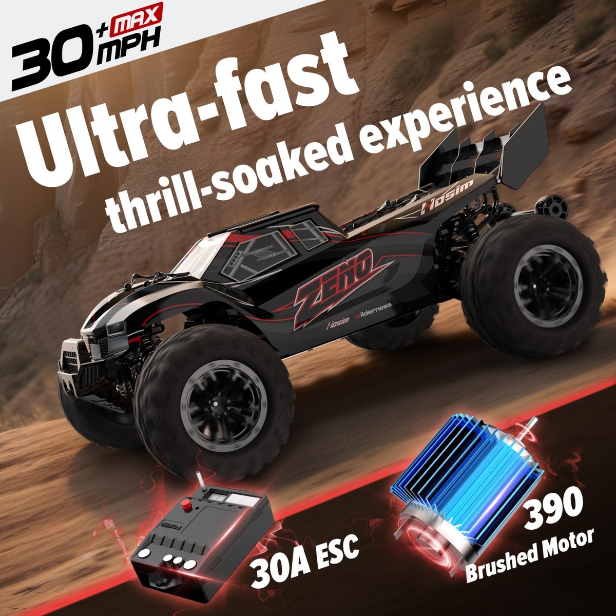 HOSIM 1:10 RC Car Monster Truck Remote Control Car 48+ KM/H 4WD