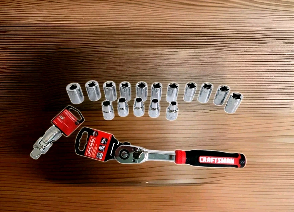 Combo Craftsman 16 Socket mixed With Ratchet 3/8 /1/2" joint Set - Image 2 of 4