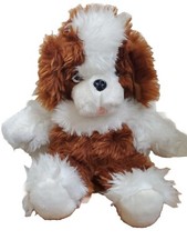 VTG Puppy Dog Plush Stuffed Brown White Canine Fluffy MCM Toy No Tag 17" Estate