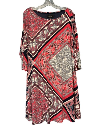 Ronni Nicole Red & Navy Paisley Print Cold Shoulder Swing Dress 16W - Picture 7 of 7