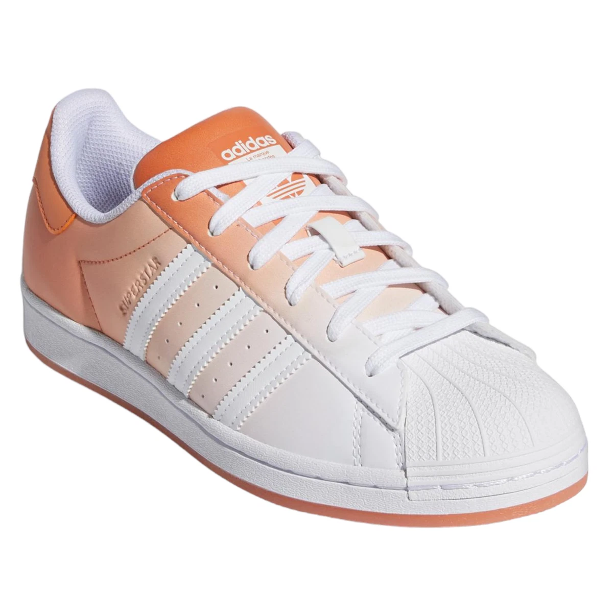 adidas ORIGINALS WOMEN S SUPERSTAR GRADIENT TRAINERS SHOES SNEAKERS WHITE ORANGE