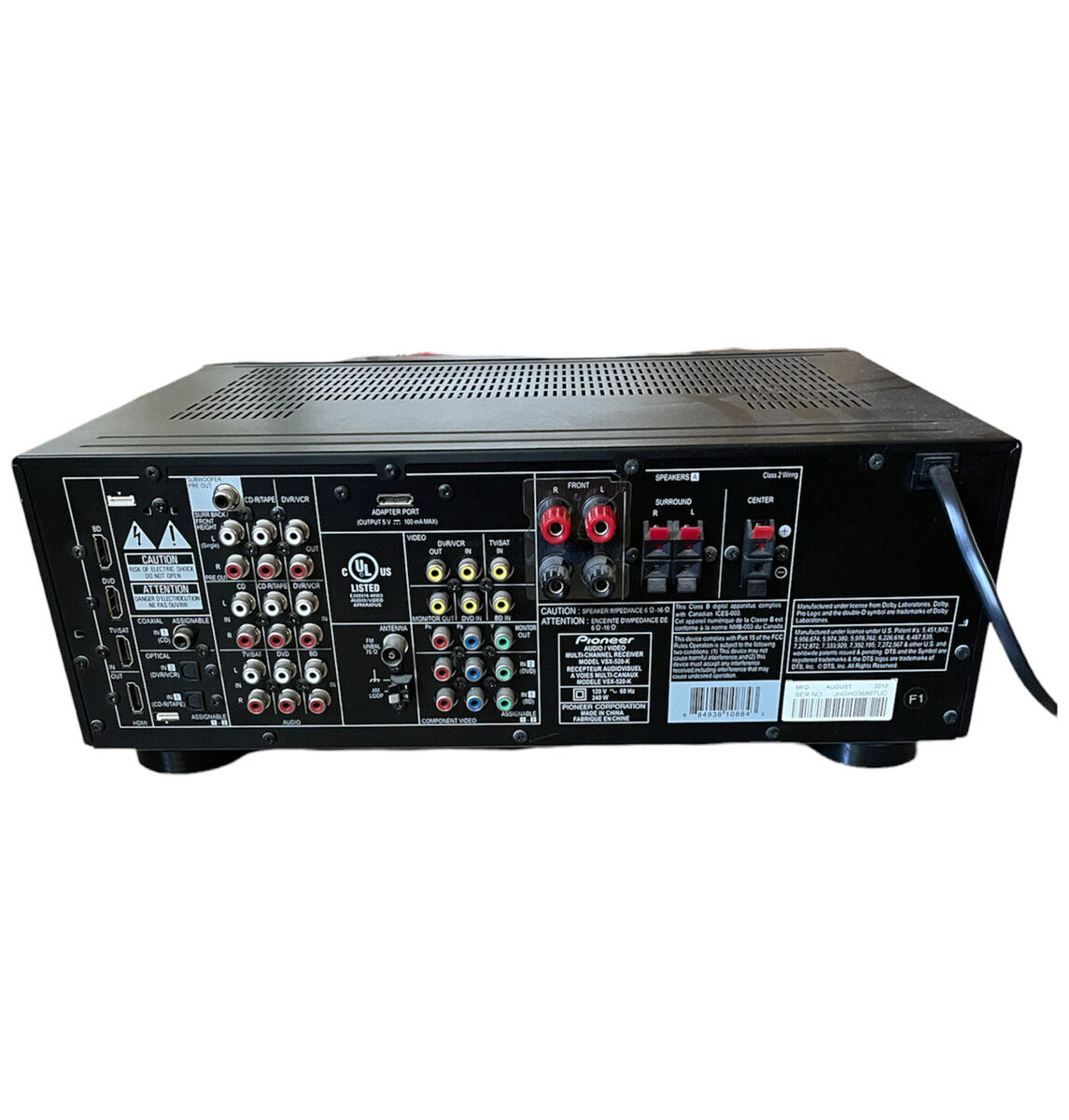 Pioneer VSX-520-K Audio/Video Multi-Channel Receiver No Pioneer VSX-520-K Audio/Video Multi-Channel Receiver No