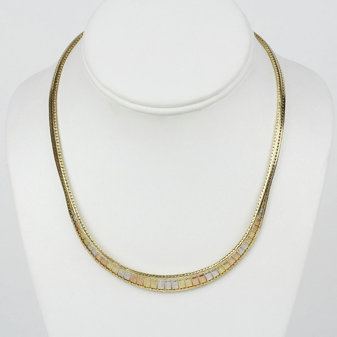 Tri gold necklace sale 14k