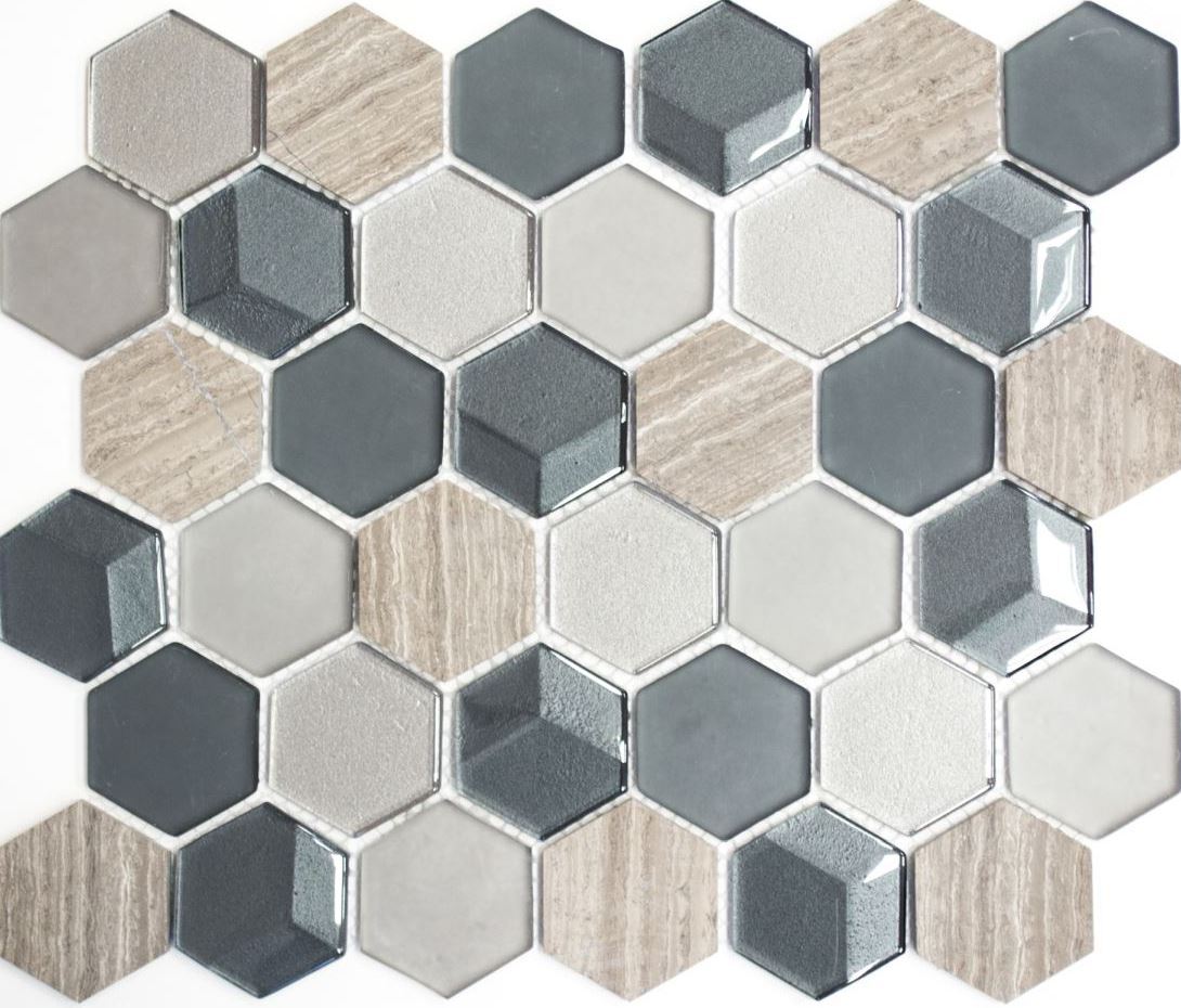 Verre Acier Inoxydable Pierre Naturelle Mosaïque Carrelage Emporia Noir