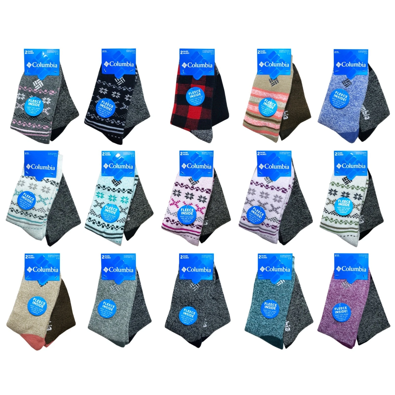 Columbia Boot Socks 2 Pairs Fleece Lined Womens Lightweight Thermal Thick Warm