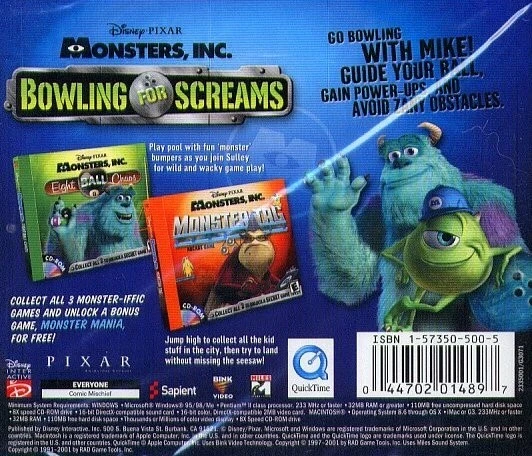 Monsters Inc. Bowling for Screams (Ages 6+) (PC-CD, 2005) - NEW CD in SLEEVE - Image 3 of 3