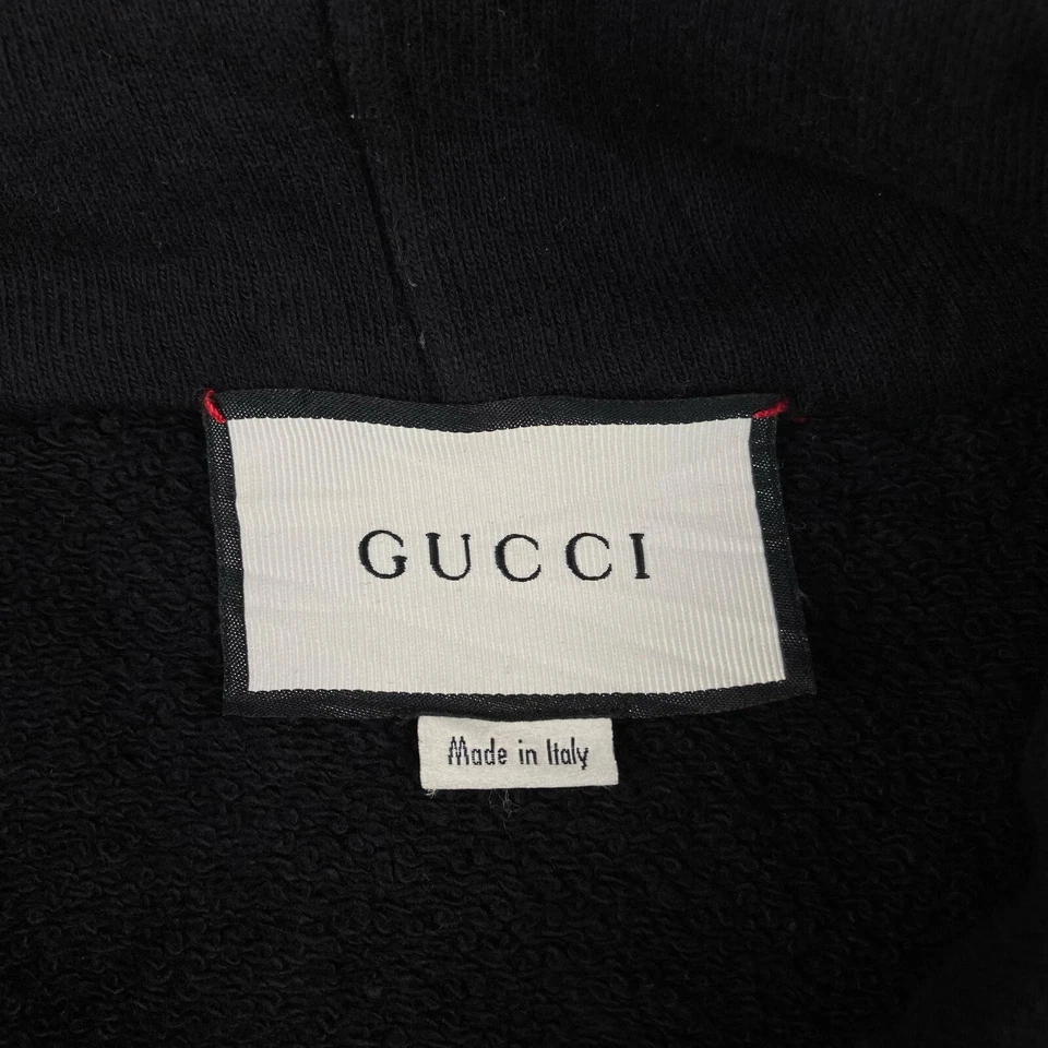 BLACK GUCCI 'GUCCIFY' WOLF EMBROIDERED HOODIE COTTON - Image 3 of 4
