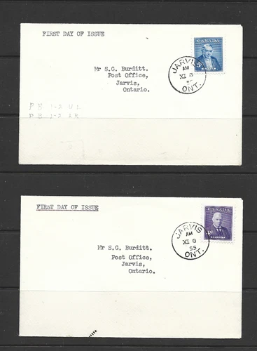 CANADA - 1955 Canadian Prime Ministers - 2 FIRST DAY COVERS.