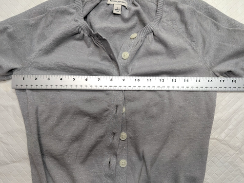 Banana Republic Cardigan Women Small Button Up Short Sleeve Silver with smimmer - Bild 4 von 5