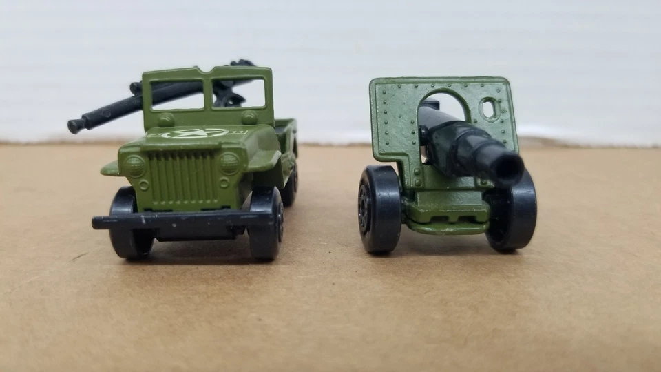 VTG 1976 Matchbox Sleet N Snow Army Jeep & Pull Behind Field Gun Nice Clean L4 - Image 3 of 4
