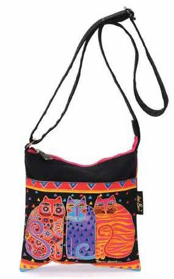 Feline Friends Cat Laurel Burch Small Canvas  Purse Tote Cross-Body Bag