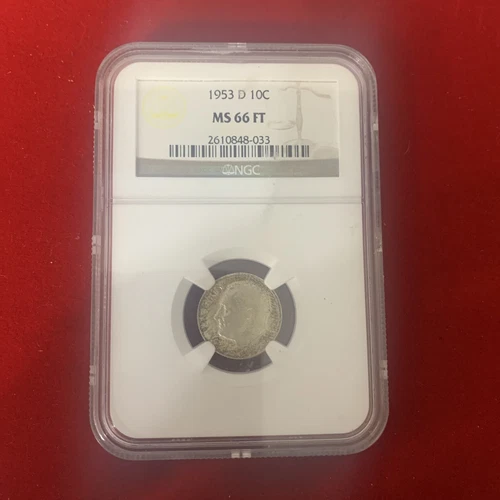 1953 D 10C Roosevelt Dime NGC MS 66 FT
