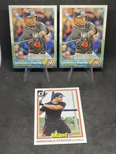 Giancarlo Stanton 3 Card Lot 2015. 2x Topps Series 1 #150, Donruss #208. Marlins
