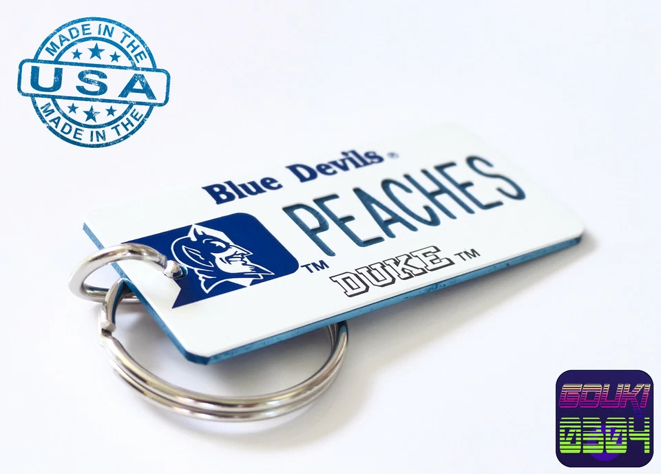 Personalized Duke University Keychain Blue Devils Key Ring Tag - Engraved- NCAA - Image 2 of 4