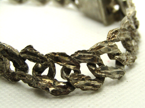 Brazalete con nombre de eslabón pepita brutalista de 13 mm de plata de ley 925 de colección Mex 30,8 g - Imagen 2 de 8