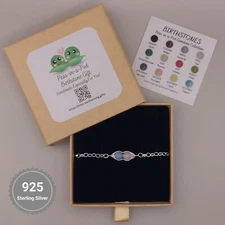 Personalised Pea Pod Bracelet – Birthstone Gift for Birthdays & Anniversaries