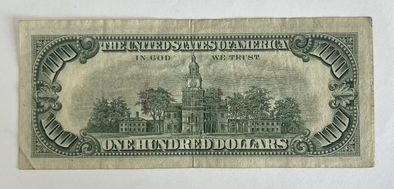 1966 $100 Red Seal Bank Note Bill Extra Fine Condition A00148790A - Image 2 of 2