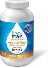 TheraTears 1200mg Omega 3 Supplement Eye Nutrition Organic Flaxseed 180 SOFT GEL