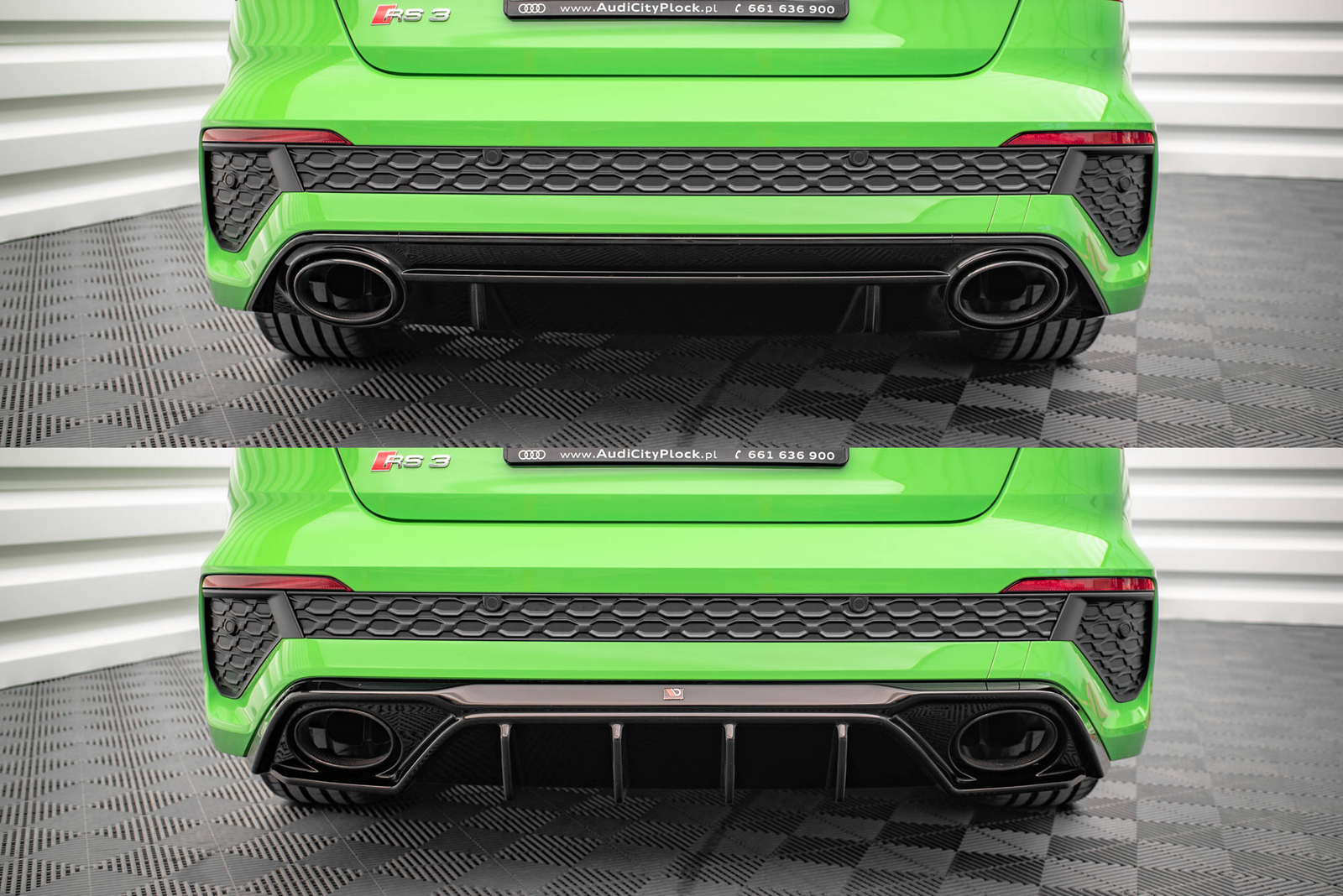 Heck Ansatz Diffusor für Audi RS3 8Y schwarz Hochglanz