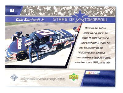 1999 Upper Deck Victory Circle #85 Dale Earnhardt Jr Stars