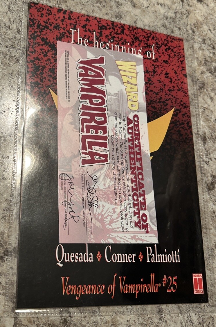 Vengeance of Vampirella #1/2 1996 Wizard edition with COA/ Harris