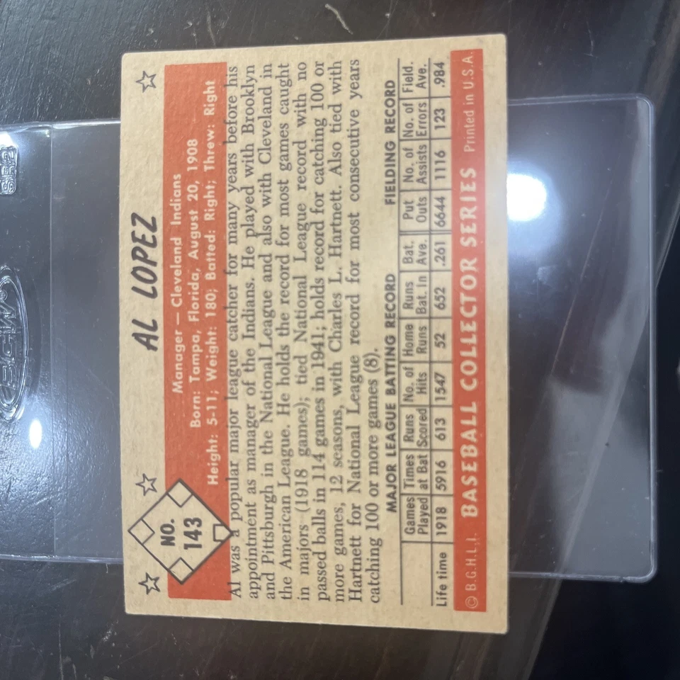 Bowman Set-Break #143 1953 Al López corte Cleveland Indians. excelente Foto 4 de 4