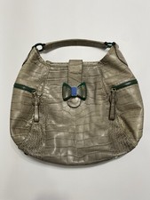 Moschino Croc Embossed Leather Bow Logo Vintage Made in Italy Women  s Shoulder H