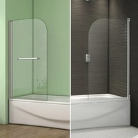 800x1400mm 180°  Pivot Shower Bath Screen Tempered Glass Door Panel Towel Rail