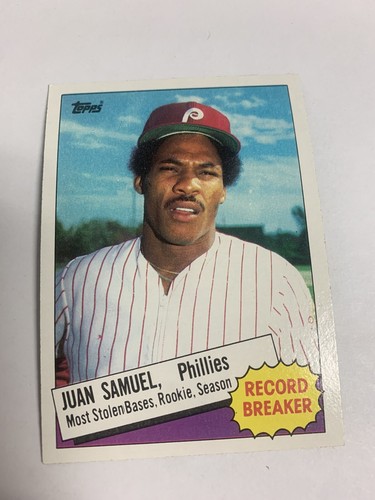 1985 Topps Record Breaker Juan Samuel Most Stolen Bases, Rookie, Season