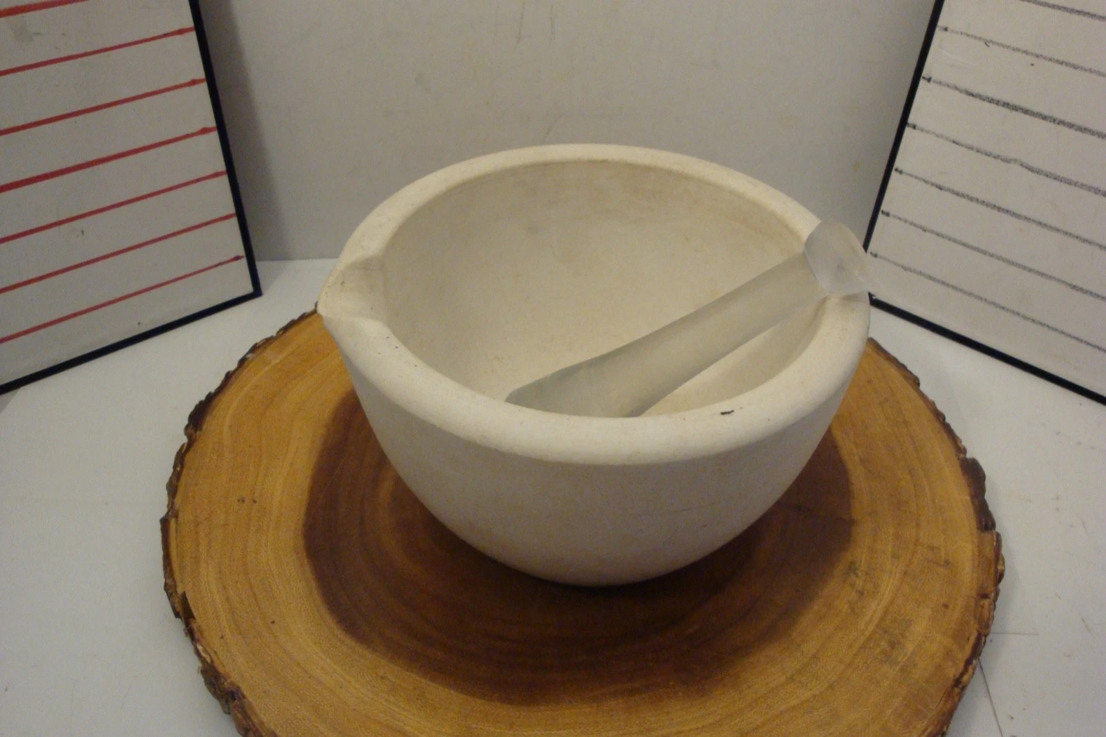 Antique Thomas Maddock & Sons mortar And pestle acid proof with 1 chip