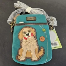 Chala Cell Phone Crossbody Bag, Golden Retriever Turquoise (827GV7)