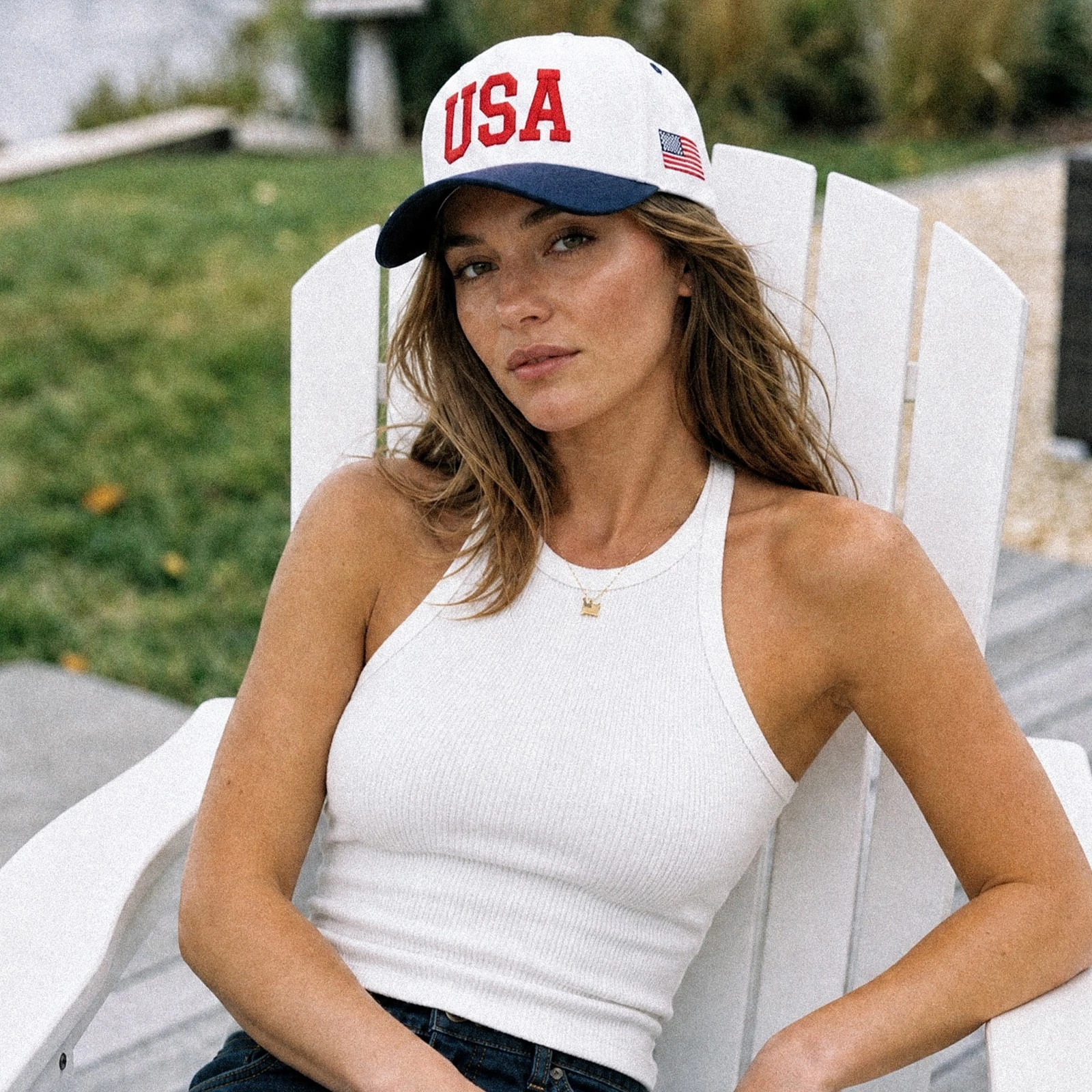 C.C Women USA Flag AMERICAN Letter Embroidered Snapback Baseball Tucker Cap Hat