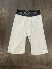 Mens Adidas Spandex Compression Shorts Half Tights White Small