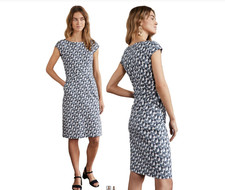 Boden Florrie Jersey Pineapple Print Dress Blue UK14 Regular Cap Sleeve E4027