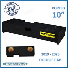 Chevy Silverado 2019-2026 Double Cab 10" sub box Speaker Enclosure GROUND SHAKER