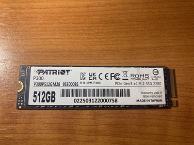 Patriot P300 512GB M.2 2280 NVMe PCIe 3.0 x4 SSD 1700MB/s P300P512GM28