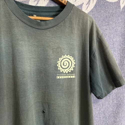 Camiseta Vintage Años 90 Creaciones Indígenas Guatemala Desteñida Envejecida Verde XL - Imagen 4 de 9