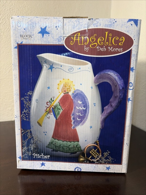 Block Basics Pitcher Angelica by Deb Mores Handpainted 2002 Christmas Angels