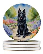 Belgian Sheepdog Spring Path Large Sandstone Coasters Pack of 4 DAC6564RCS4