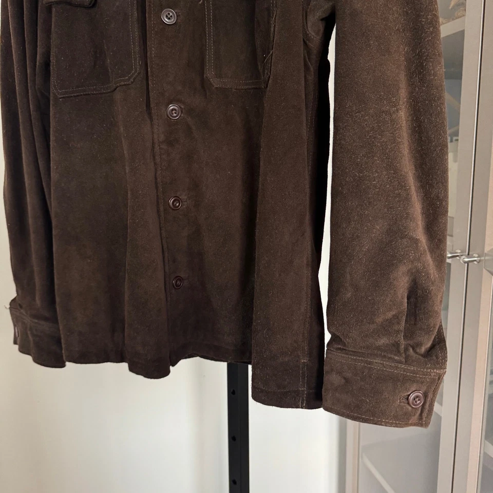 Vintage GAP Suede Brown Shirt Jacket Small Leather Western Chore Lined Shacket - Image 3 of 4