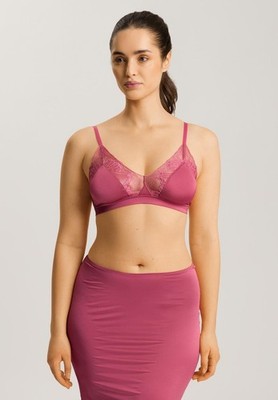 Hanro  Lace Trim Soft Cup Bra Women's XS/2/4 Rose Wine Hook & Eye Closure