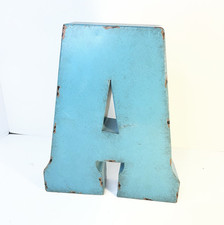 Blue Metal Letter A Decorative Freestanding Industrial Decor Sign 11 in