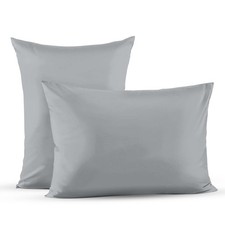 2 Pack Grey 100 Cotton Pillow Cases, Queen Size, Envelope Enclosure, Soft